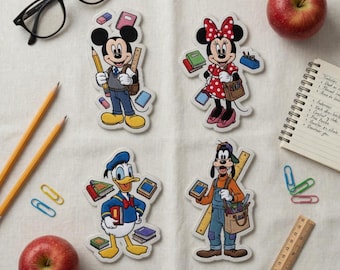 Mickey and Friends Back to School Embroidered Patches, Disney Iron On Patch, Gift for Kids, DIY Backpack Jacket, Sew on Hook & Loop