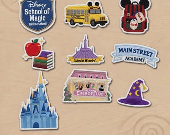 Custom Name Embroidered Disney Back to School Patches, Disney Castle Classroom Iron On, Gift for Kids, DIY Backpack - Sew on Hook & Loop