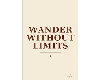 Wander Without Limits Print | Travel Quote Typography Poster | Minimal Cream Decor