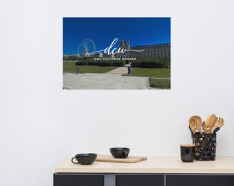 Paris Louvre Poster | Tuileries Garden Ferris Wheel Photography | France Architecture Wall Art