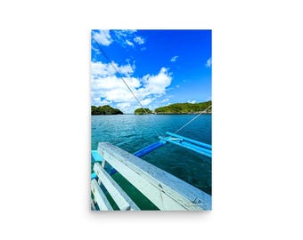 Hundred Islands Boat Poster | Philippines Outrigger Photography, Travel Print