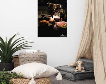 Wine Tasting Rooftop Photography Print | Romantic Date Night Restaurant Decor