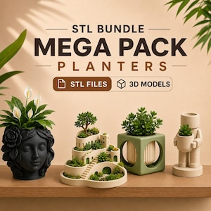 170+ Planter STL Bundle | Modern Flower Pot | Succulent Planter Models | Home Decor  | Digital Download