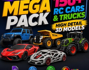 150+ RC Car STL Bundle | Remote Control Cars & Trucks toys 3D Models | Printable Vehicle STL Files | Digital Download Pack
