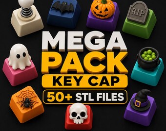 50+ Novelty Keycap STL Bundle | Artisan Mechanical Keyboard Keycaps | Skull, Ghost & Fantasy Key Cap 3D Print Files | Digital Download