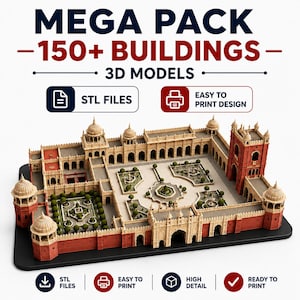 Paquete gigante de más de 150 archivos STL de arquitectura histórica / Modelos de edificios imprimibles en 3D / Miniaturas de palacios y fortalezas / Paquete STL de fácil impresión