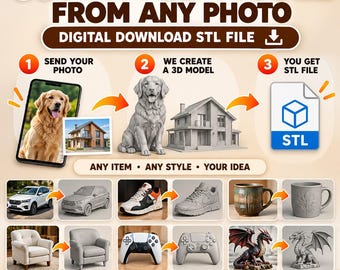 Custom Photo to 3D Model STL File, Turn Image into 3D Model, Personalized 3D Portrait from Photo, Custom 3D Printed
