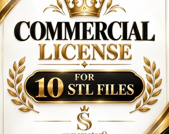 Commercial License for 10 STL Files, 3D Printing Seller, License Sell Physical Prints, Commercial Use