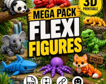 500+ Flexi Figures STL Bundle | Mega Pack Articulated 3D Print Models | Flexible Toys STL Files | Dragon Robot Animal Excavator