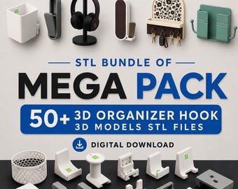 50+ Organizer Haken STL Bündel | Wandhalterung Aufbewahrungshaken 3D Print Files | Garage Werkstatt Organisation Mega Pack