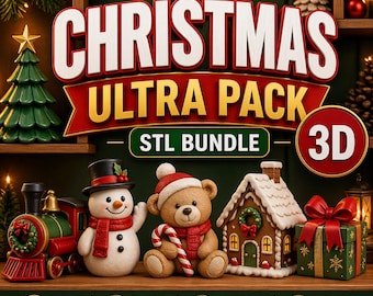 Weihnachten STL Bundle Mega Pack | 3D druckbare Weihnachtsdekordateien | Schneemann Teddybär Lebkuchenhaus STL | 3D-Druck Modelle
