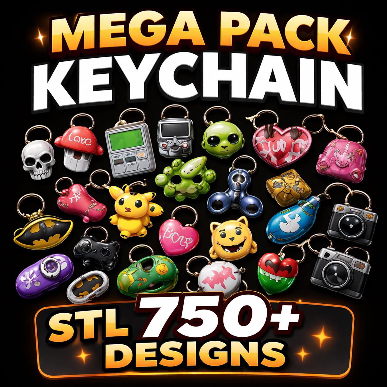 Key Chain File Mega Keychain STL Bundle | 3D Printable Keychain Files | Car Gaming ...