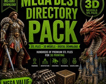 Ultimatives STL Mega Bundle | 3D Druck Dateien Mega Pack | Fantasy, Mechanik, Architektur & Figurine STL Modelle | Sofort Download