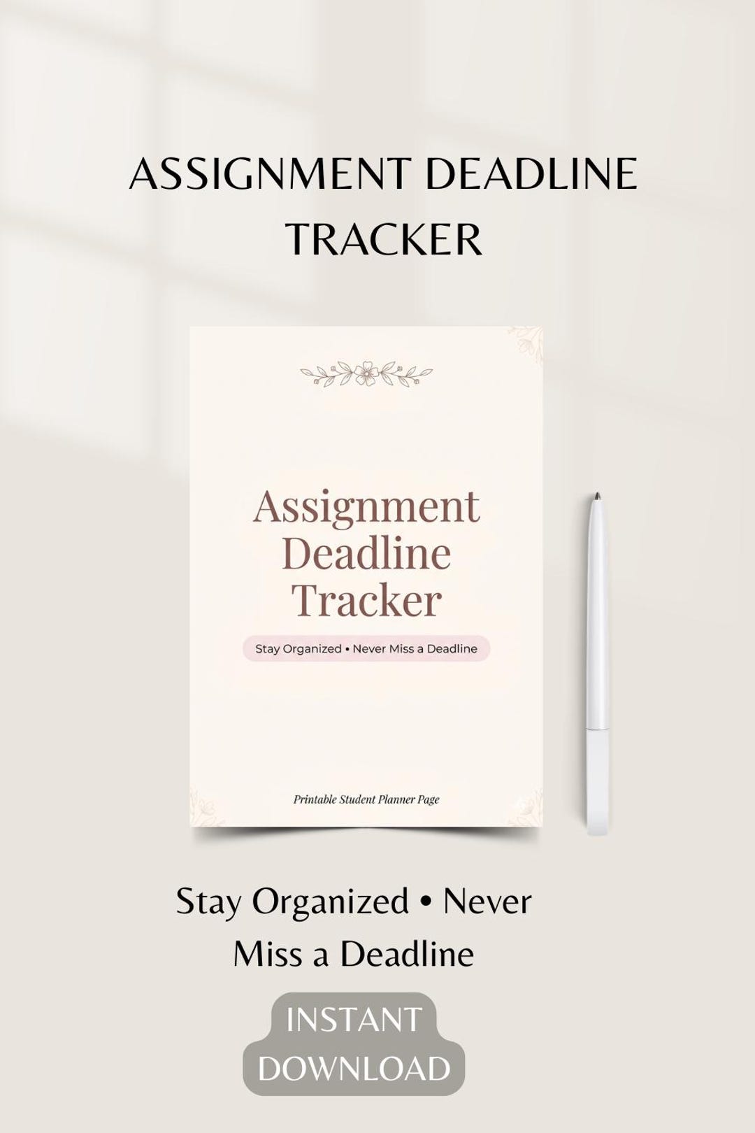 Assignment Deadline Tracker Printable, Student Planner PDF, Homework ...