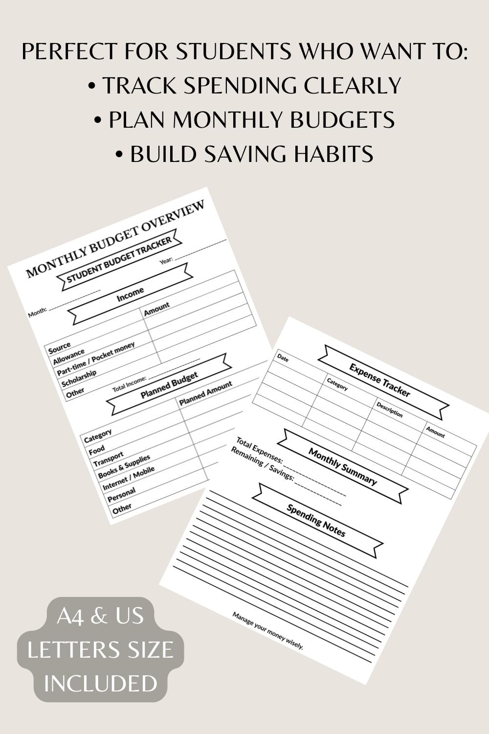 Student Budget Planner Printable, Student Budget Tracker, Monthly ...