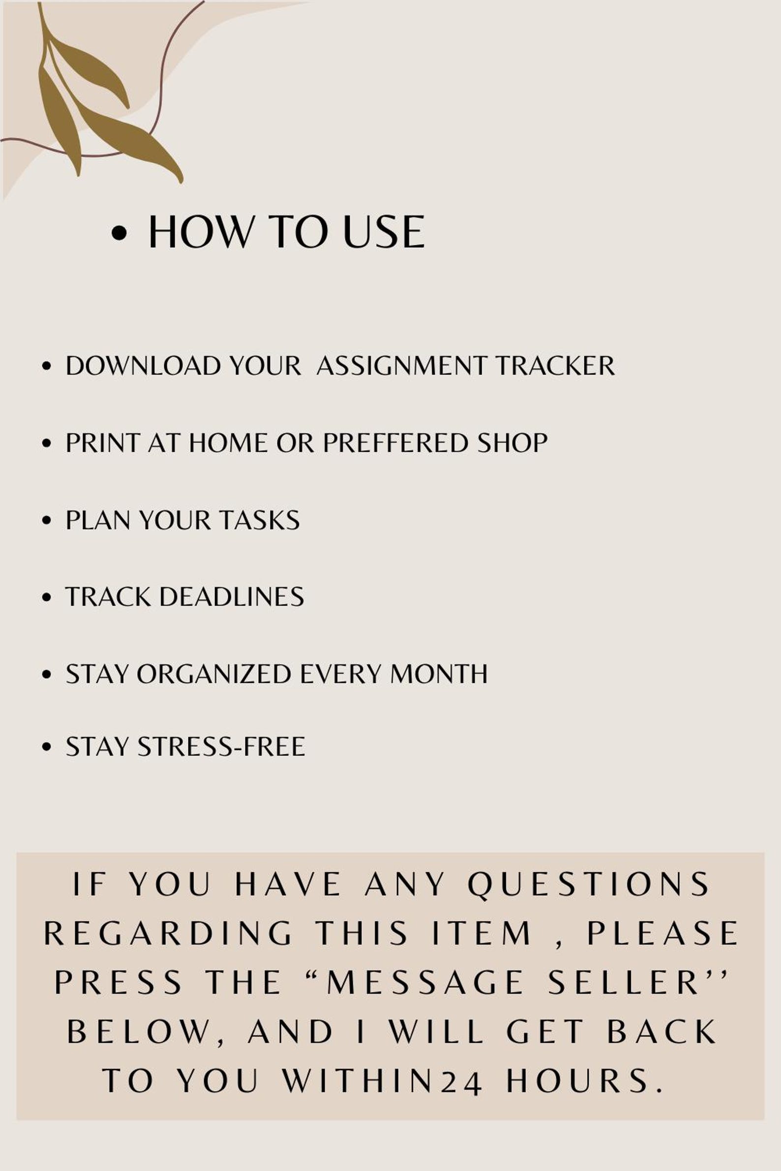 Assignment Deadline Tracker Printable, Student Planner PDF, Homework ...