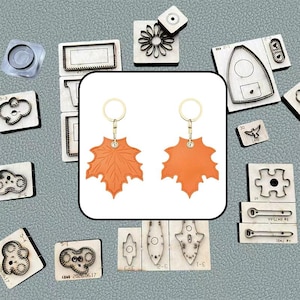Leather Cutting Die, Autumn Maple Leaf Keychain Mold, DIY Orange Smooth Leather Fall Season Plant Leaf Keyring Charm Template