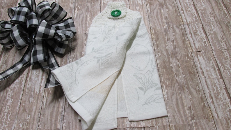 Lemons white crochet top,cotton,decorative tea towel kitchen tea towel crochet hanging towel Squeeze the day kitchen single towel