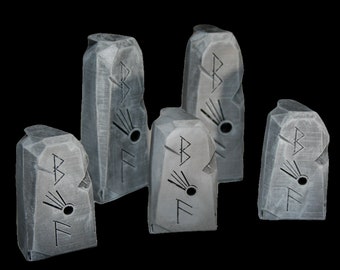 Glowing Glyphs Omen Runestone - "birth of the star god" - Tabletop Gaming. Lighted Omen Obelisk Stone.