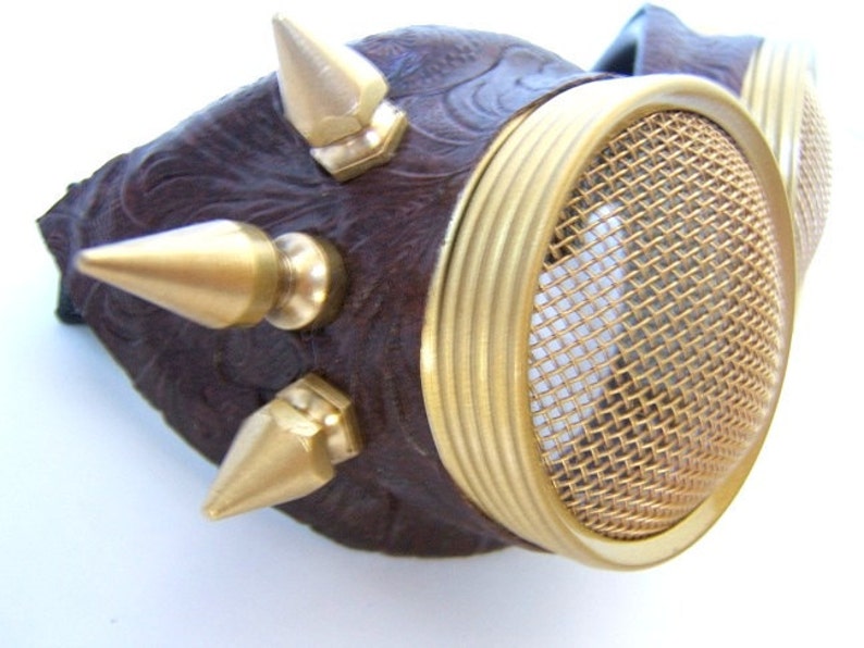 Halloween Hive Steampunk Goggles / Motorcycle Goggles Waspeye Lens Stinger REAL BRASS spikes image 1