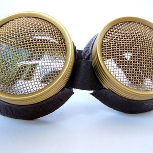 Halloween Hive Steampunk Goggles / Motorcycle Goggles Waspeye Lens Stinger REAL BRASS spikes image 2