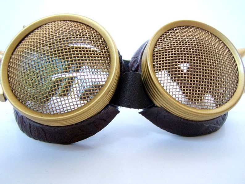 Halloween Hive Steampunk Goggles / Motorcycle Goggles Waspeye Lens Stinger REAL BRASS spikes image 2