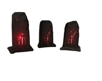 Glowing Glyphs Omen Runestone - "Leylines" - Tabletop Gaming. Lighted Omen Obelisk Stone.