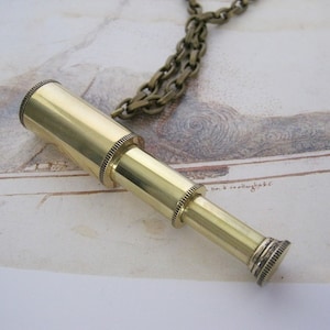 Miniatyrutdragbart teleskophalsband Söt steampunkhalsband mässingsfärgad kedja