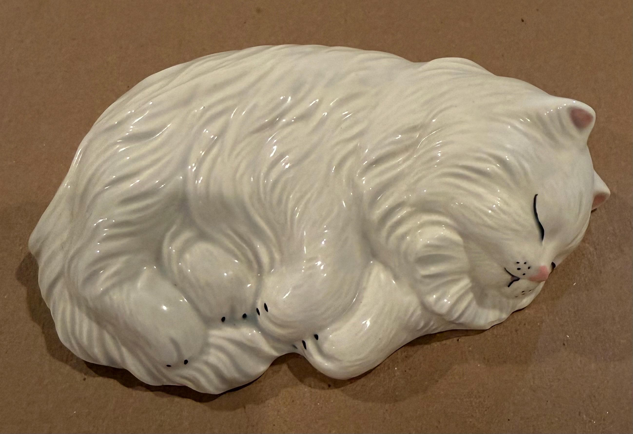 Vintage Porcelain Sleeping Cat - Etsy