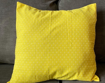 18x18 Yellow Cotton Envelope Pillow Cover | Lemon