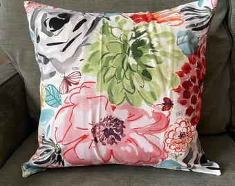 18x18 Watercolor Floral Envelope Pillow Cover