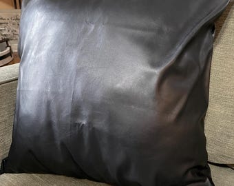 18x18 Black Faux Leather Pillow Cover | Envelope Back