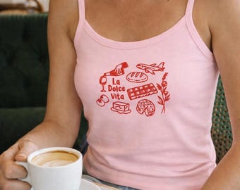 La Dolce Vita Design-tanktop | Op de zomer geïnspireerd getailleerd overhemd