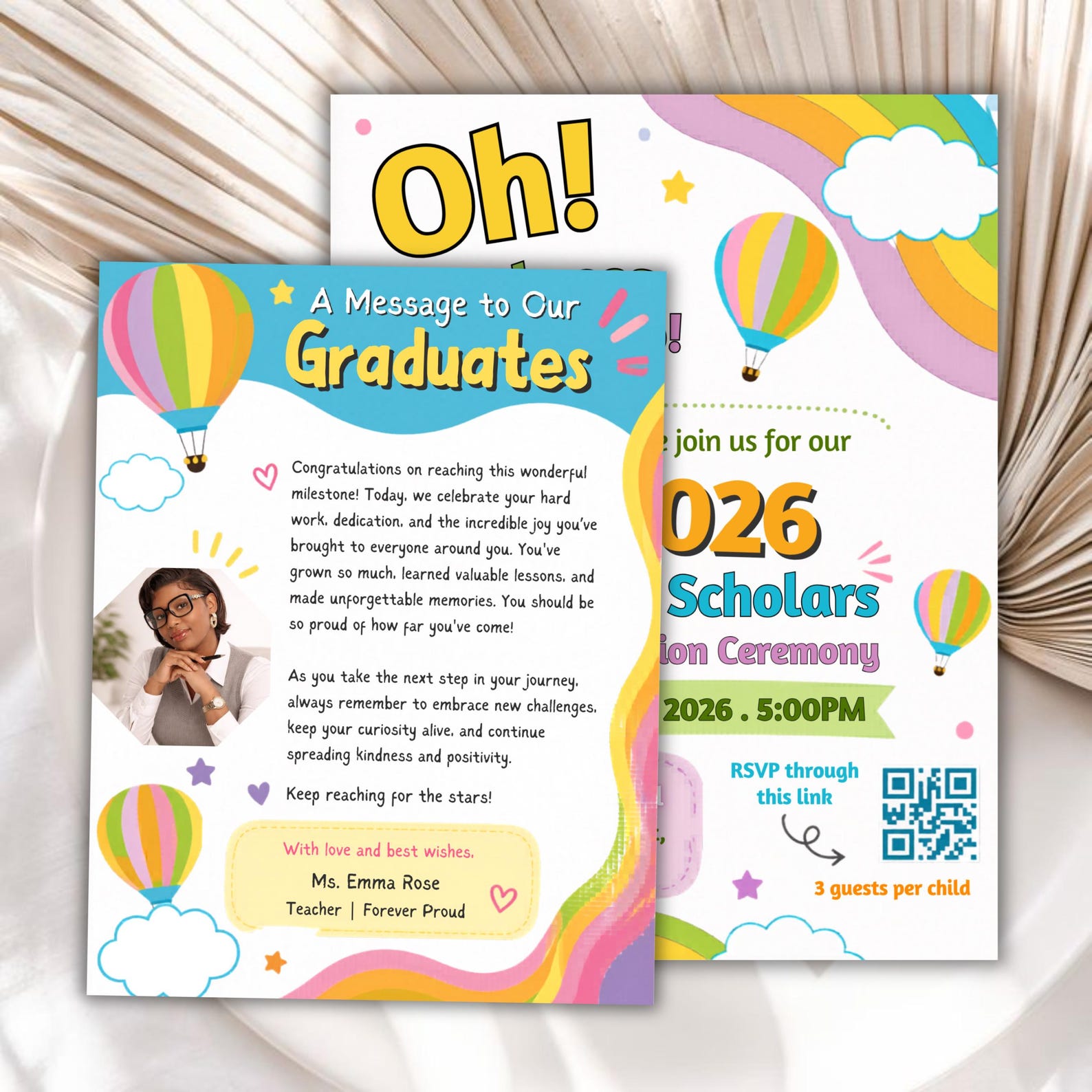 Sample Graduation Invitation Program Preschool Graduation Invitation & Program Template, Kids Ceremony ...