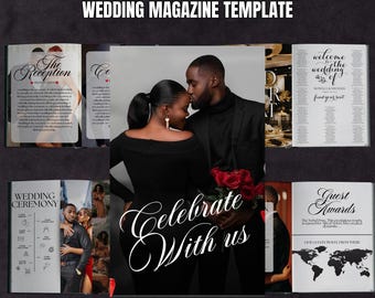 Wedding Magazine Template, Wedding Welcome Magazine, 14 Pages Wedding Magazine, Printable Wedding Program, Wedding Booklet, DIY in Canva