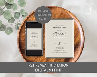 Invitación a fiesta de jubilación, invitación de jubilación para hombres, invitación de jubilación, invitación a celebración de jubilación invitación de jubilación a mujeres