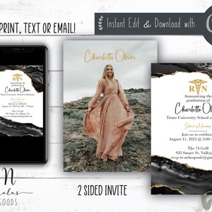 Nursing School Graduation Invitation, Nurse Graduation Invitation, RN Graduation Announcement, Nurse Graduation Announcement