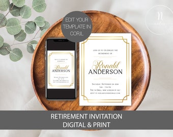 Retirement Invitation, Retirement Party Invite, Retirement Invitation for Men, Retirement Celebration Invitation, Retirement Invite Women