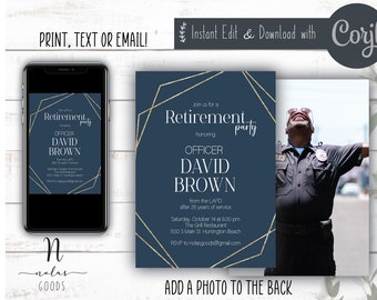 Police Retirement Invitation, Retirement Party Invitation Digital, Retirement Celebration Invitation, Retirement Invite for Man