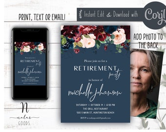Retirement Invite Woman, Retirement Celebration Invitation, Retirement Party Invitation Template, Surprise Retirement Party Invitation