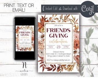 Friendsgiving Invitation Printable, Friendsgiving Dinner Invite, Friendsgiving Invitation Digital Download, Friendsgiving Potluck Invitation
