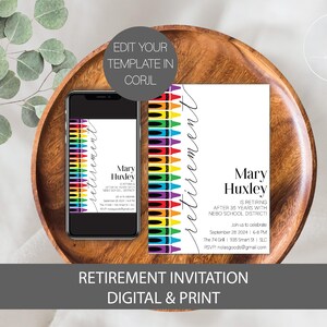 Teacher Retirement Invitation Template, Retirement Party Invite for Teacher, Retirement Celebration Invitation, Retirement Party Invitation