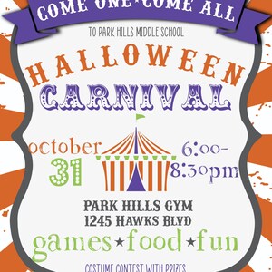 Halloween Carnival Invitation Digital, School Festival Flyer for Kids ...