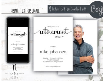Invitación a fiesta de jubilación, invitación de jubilación para hombre, invitación a celebración de jubilación, invitación de jubilación para mujer, invitación de jubilación