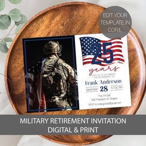 Invitación de jubilación militar, invitación de jubilación de la fuerza aérea, invitaciones de jubilación del ejército, invitación de jubilación
