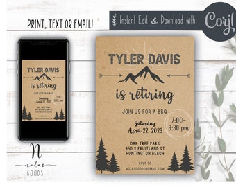Retirement Party Invitation Template, Retirement Celebration Invitation, Retirement Invite for Man, Retirement Invite Woman