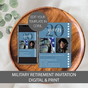 Invitación de jubilación de la Fuerza Aérea, Invitación de jubilación militar, Invitaciones de jubilación del ejército, Invitación de jubilación