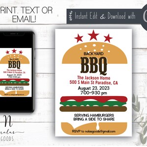 Backyard BBQ Invitation, Summer BBQ Invitation, Summer Block Party Invite, Bbq Invitations Template Download, Summer BBQ Invite