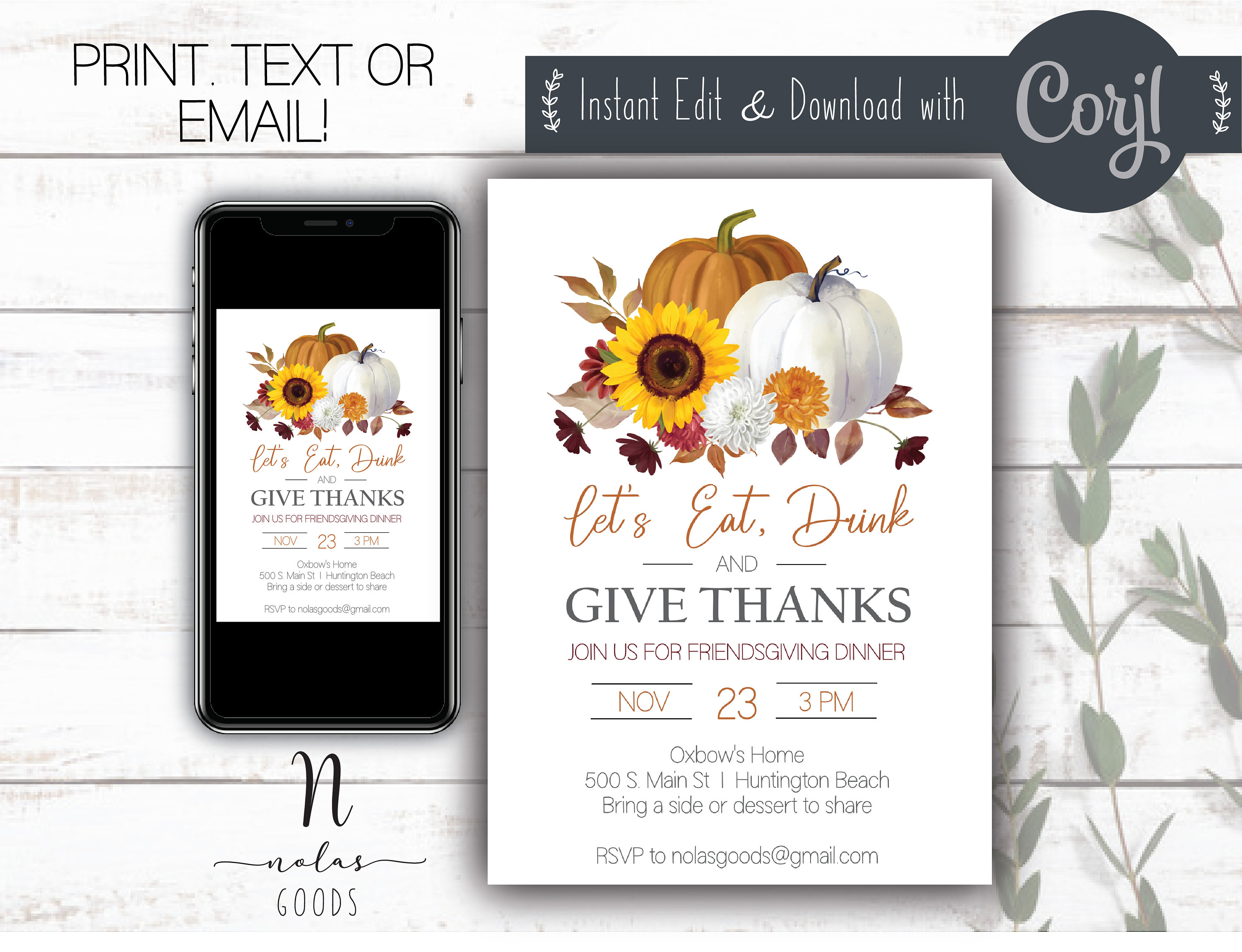 Friendsgiving Invitation Editable, Friendsgiving Invitation Digital Download, Friendsgiving Dinner Invite, Friendsgiving Potluck Invite