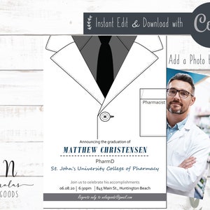 Pharmacy School Graduation Party Invitation, Pharmacy Graduation Announcement,  Pharmacy Graduation Party Invitation, Pharmacy Invite